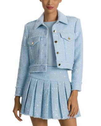 Alice and Olivia Chloe Sparkle Tweed Cropped Jacket | Bloomingdale's Women | Bloomingdale's (AU)