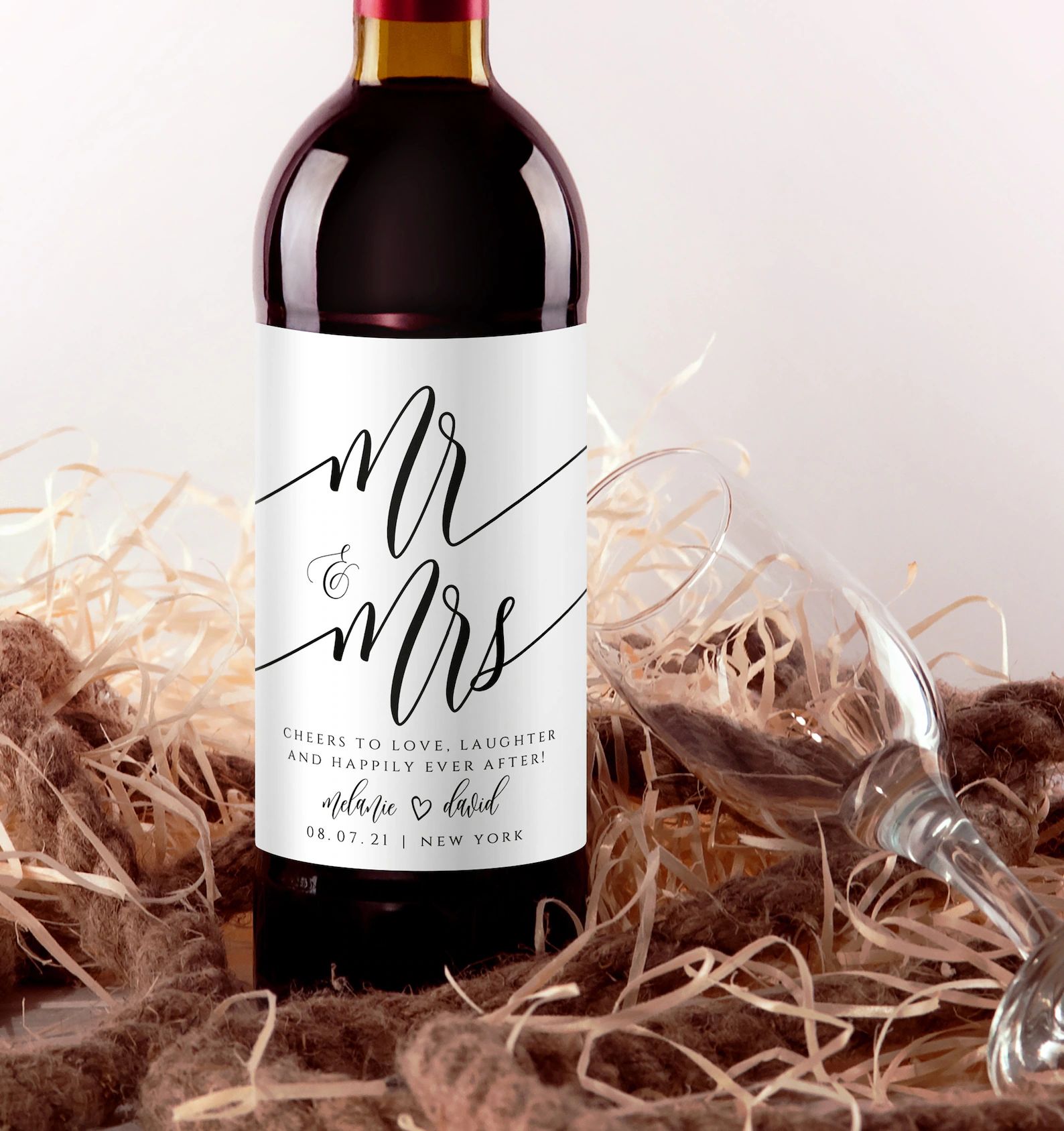 Mr & Mrs Wine Label, Wedding Wine Labels, Wine Bottle Label, Wine Label Printable, Fully Editable... | Etsy (US)