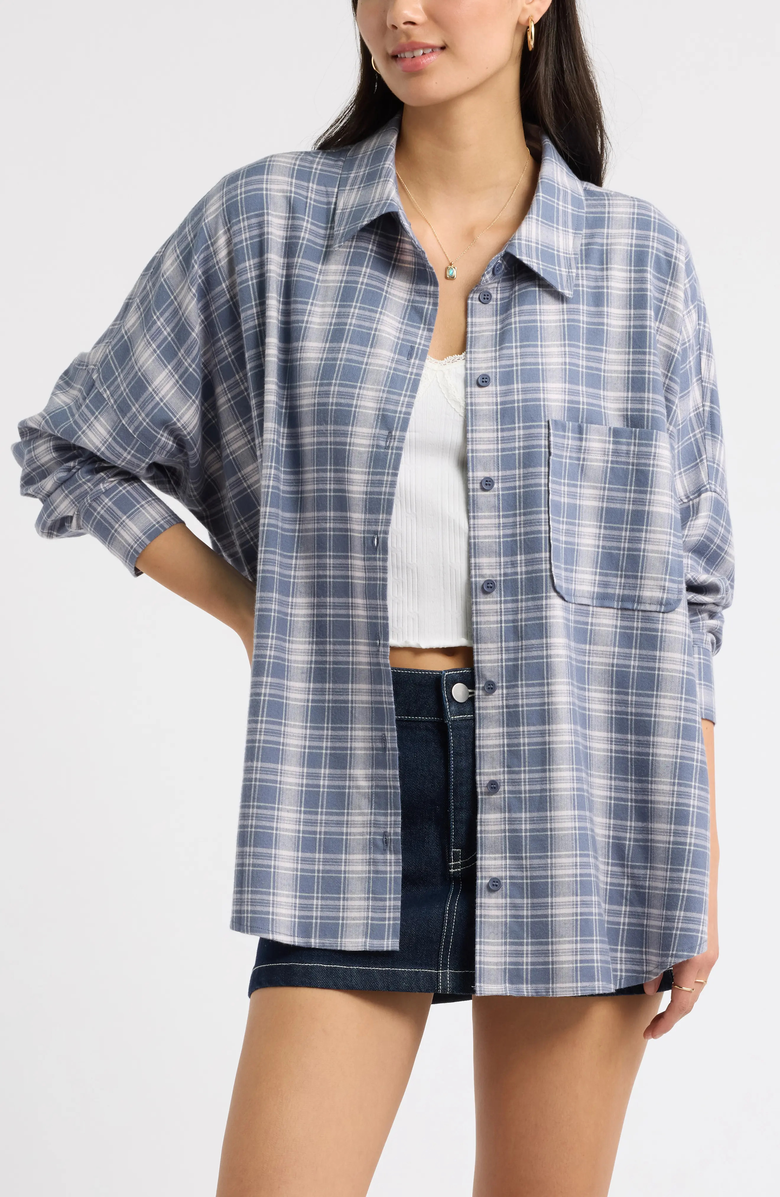 BP. Plaid Long Sleeve Flannel Shirt (Women) | Nordstrom | Nordstrom