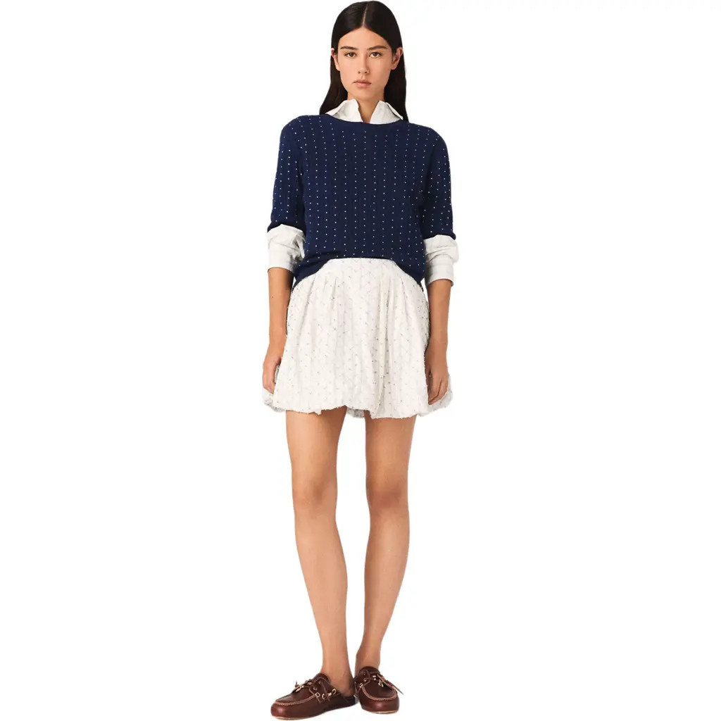maje Beaded bubble skirt in White at Nordstrom, Size 40 Eu | Nordstrom
