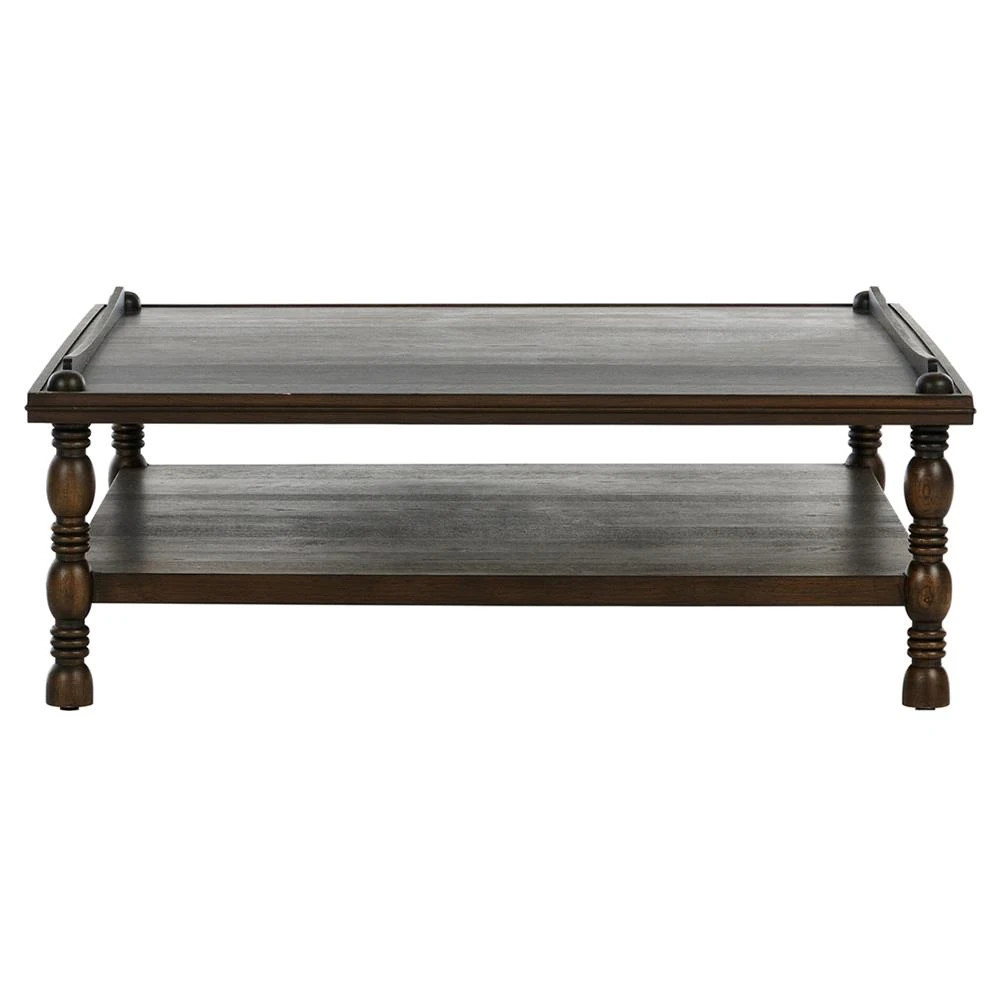 Farrah French Country Dark Brown Oak Square Coffee Table | Kathy Kuo Home