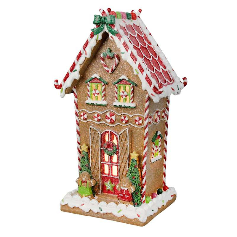 Gingerbread Lane Led Gingerbread House Decor, 12", Brown, Resin, sold by At Home | At Home