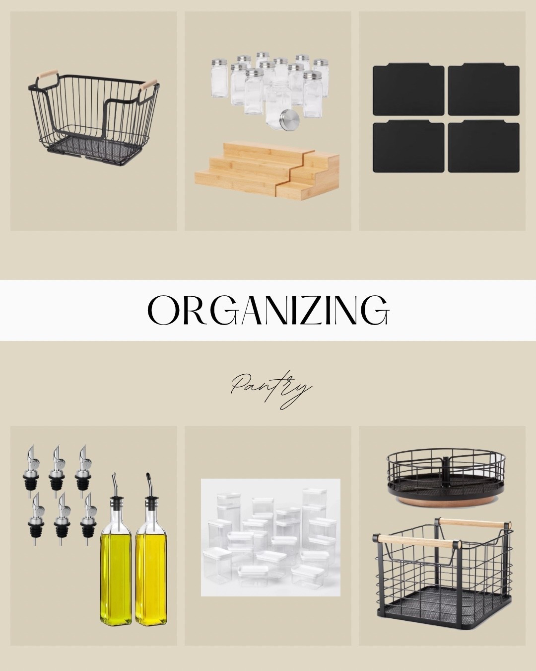 Pantry organization favorites. From spice racks to labeling, these items are the best!

Pantry storage, wire bins, spice shelf, spice rack, spice jars, modern spice jars, modern pantry organization, simple pantry, pantry labels, black labels, oil spouts, pool jars, oil jar labels, pantry bins, pantry jars, sealable bins, wire lazy Suzan 

#LTKHome #LTKSaleAlert #LTKFamily