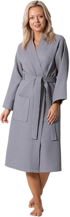 Turkish Linen Waffle Knit Lightweight Kimono Spa & Bath Robes for Women - Quick Dry - Soft | Amazon (US)