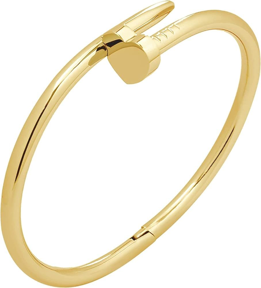 18K Gold Plated Tone Heart Shape Open Nail Bracelet Buckled Nail Cuff Bangle for Women,Gifts for Wom | Amazon (US)