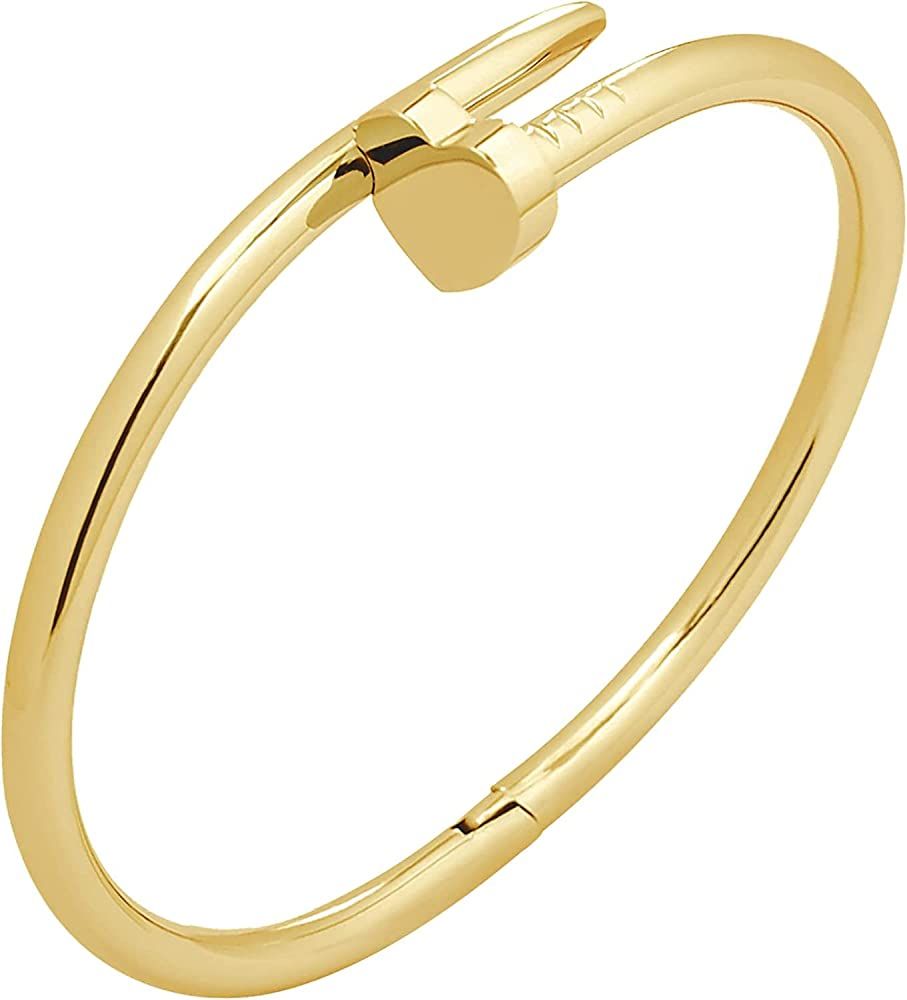 18K Gold Plated Tone Heart Shape Open Nail Bracelet Buckled Nail Cuff Bangle for Women,Gifts for Wom | Amazon (US)