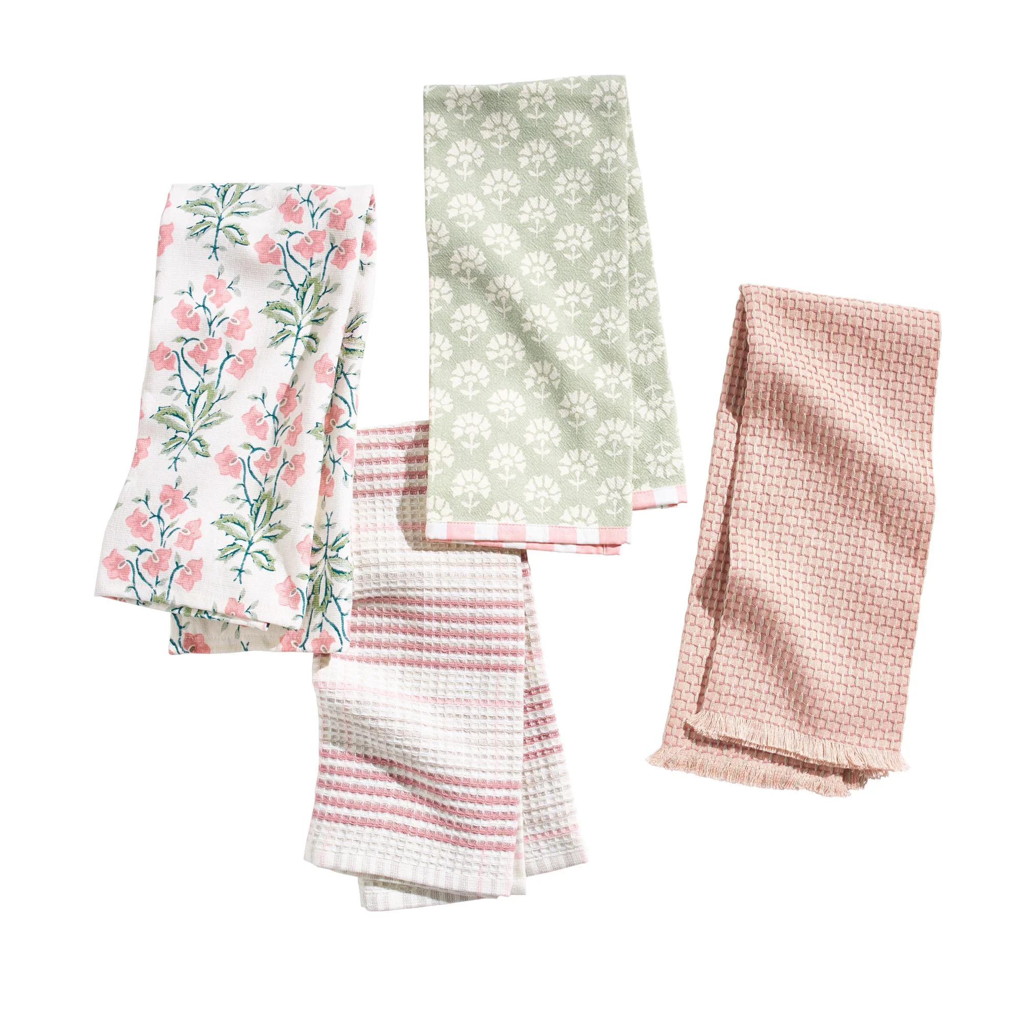Beautiful Home by Drew Barrymore Floral Trellis Kitchen Towel Set, 4 Piece, Rose, 18" x 28" - Wal... | Walmart (US)