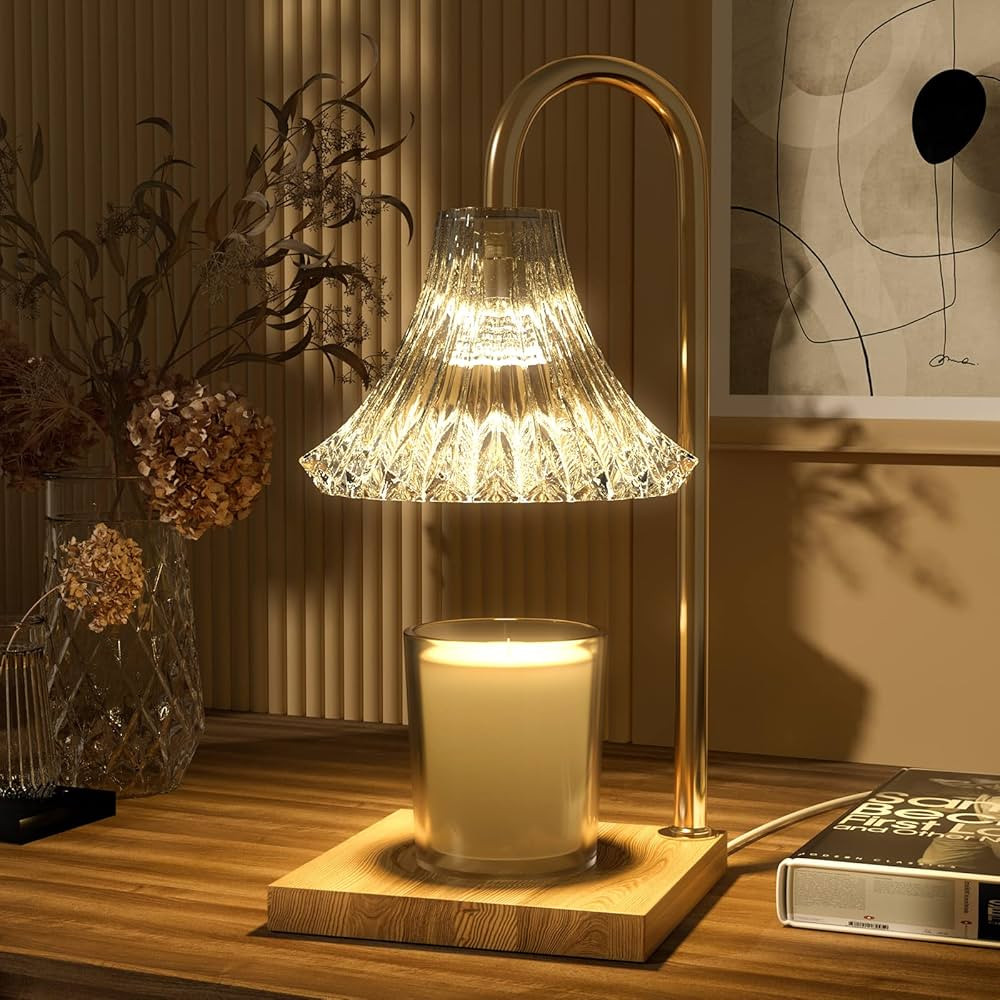 Candle Warmer Lamp - Glass Fragrance Candle Lamp w/ 3 Bulbs Home Decor Electric Candle Warmer Lig... | Amazon (US)