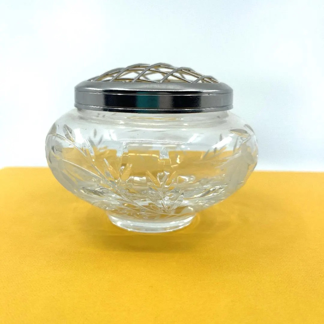 Vintage Stuart Crystal Glass Rose Posy Bowl Dish Cascade Fuchsia Pattern, Silver Mesh Lid, Etched... | Etsy (US)