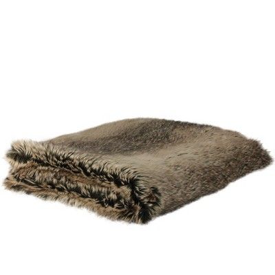 Northlight 50" x 60" Faux Fur Plush Throw Blanket - Brown | Target