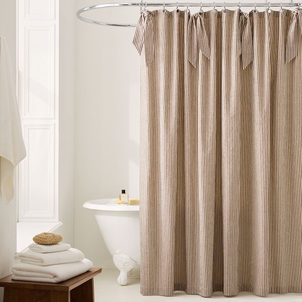 Pierce & Ward Cotton Linen Stripe Shower Curtain | West Elm (US)