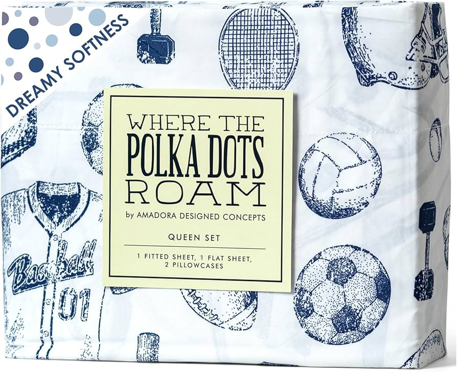 Kids Sports Bedding Set Full Size, Super Soft Baseball, Football, Soccer Themed Bedsheets for Tee... | Amazon (US)