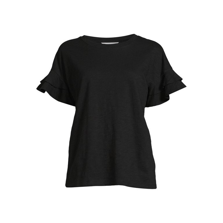 Time and Tru Women's Flutter Sleeve Knit Top, Sizes S-3XL | Walmart (US)