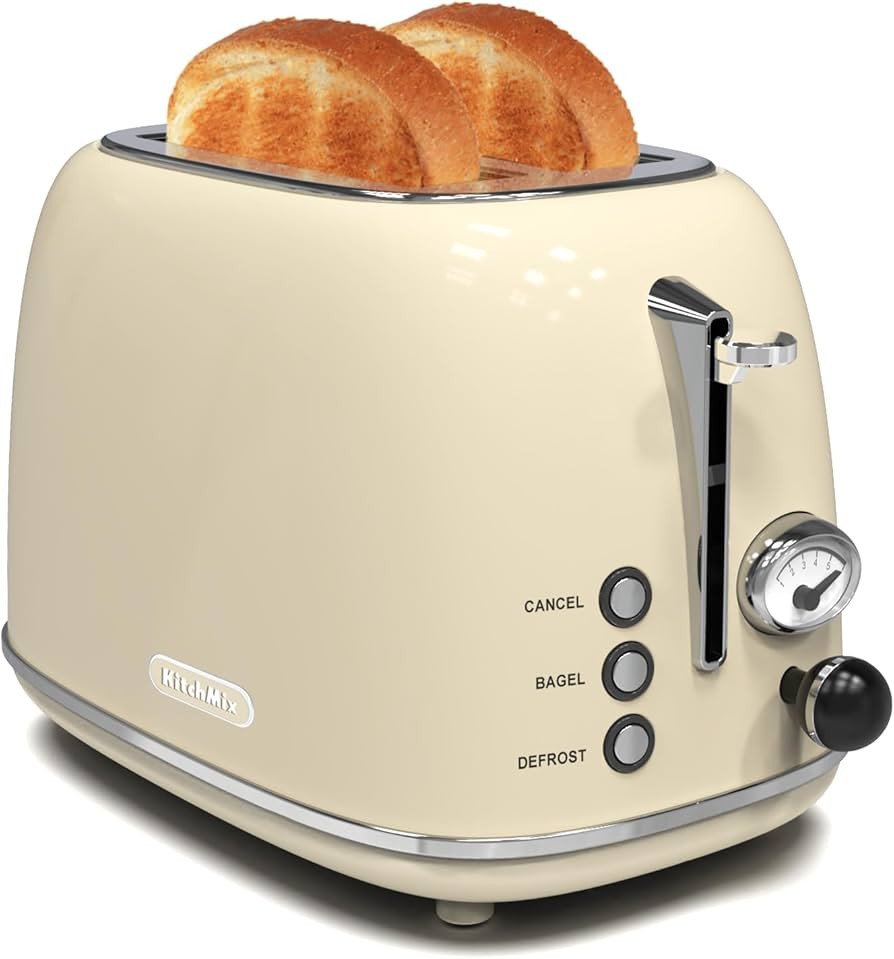 Toaster 2 slice, KitchMix Retro Stainless Steel Toaster with 6 Settings, 1.5 In Extra Wide Slots,... | Amazon (US)