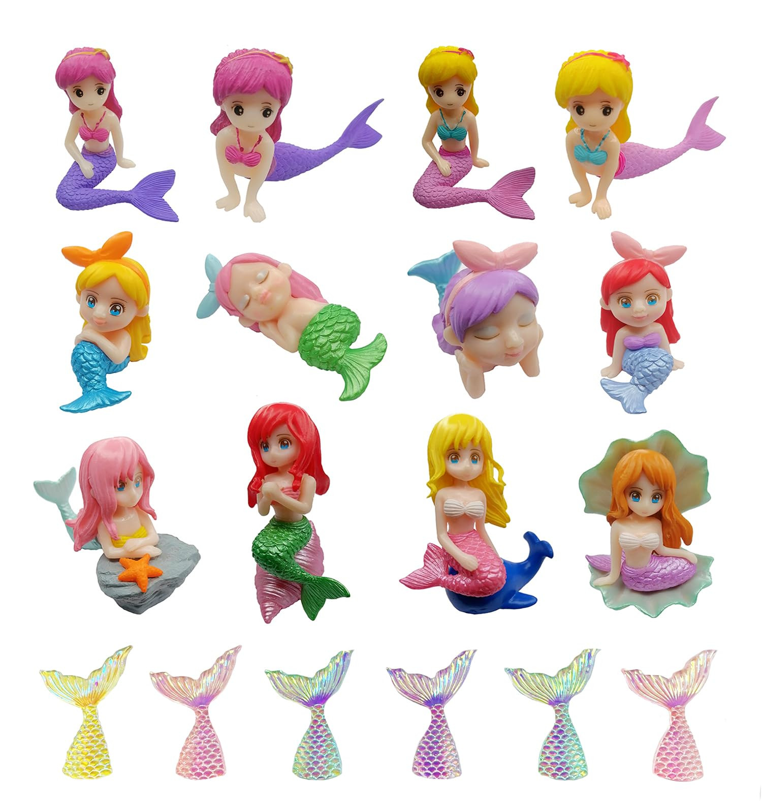 18 Pcs Miniature Mermaid Figurines - Mini Mermaid & Tail Figurines for Cake Decoration, Home Terr... | Amazon (US)