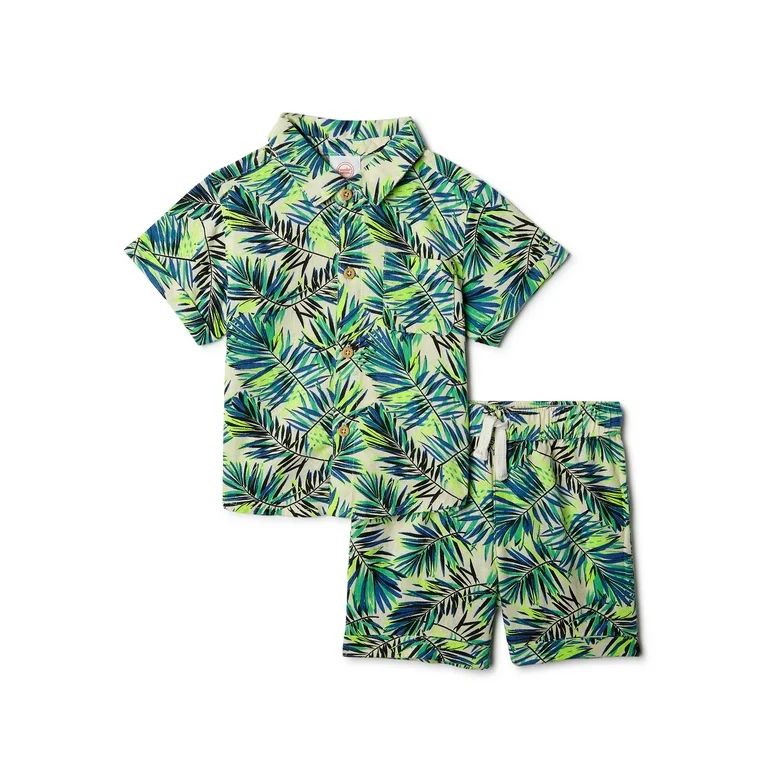 Wonder Nation Baby Boy Woven Shirt and Shorts Matchy Outfit Set, 2-Piece - Walmart.com | Walmart (US)