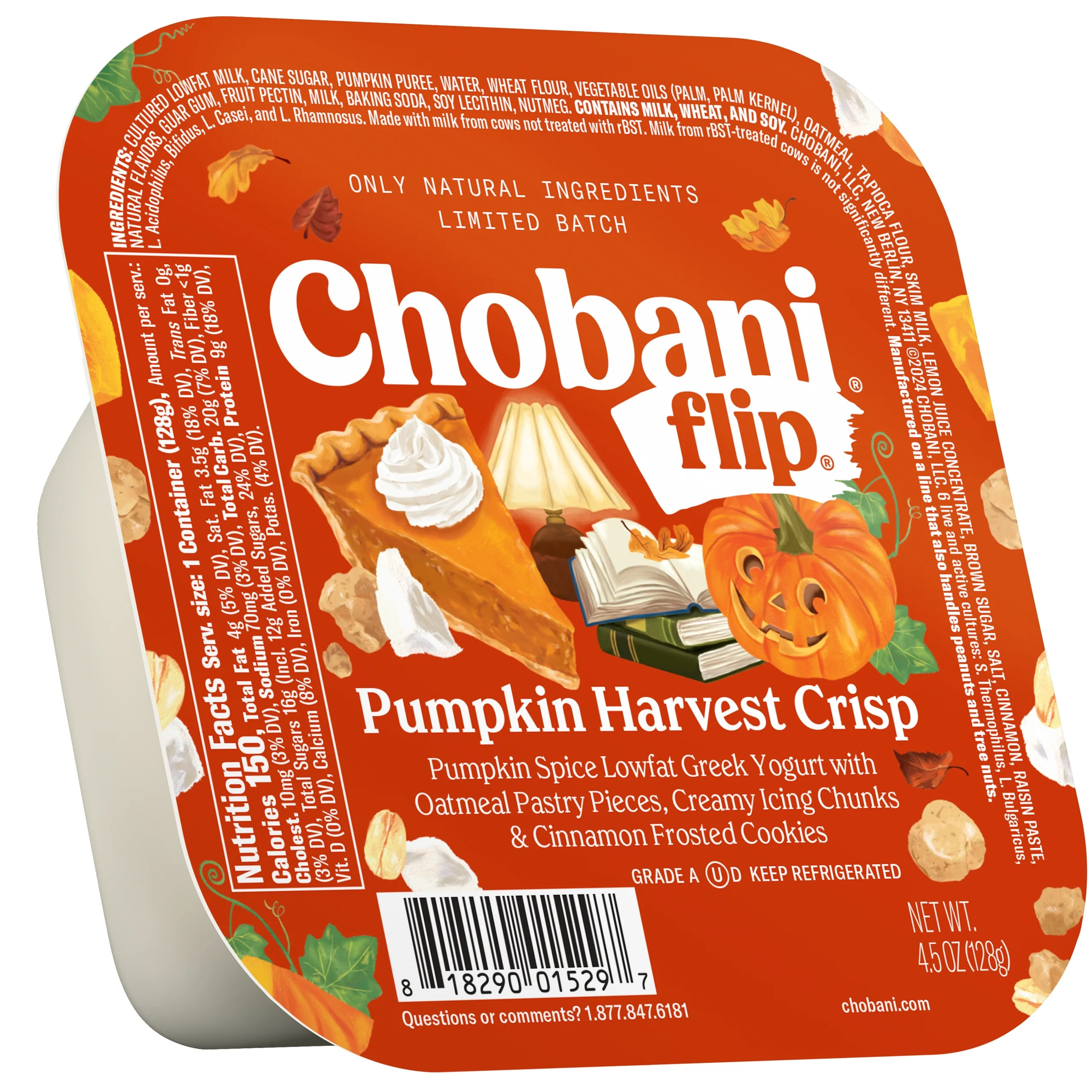 Chobani Non-Fat Greek Yogurt, Pumpkin Harvest 4.5 oz Cup | Walmart (US)