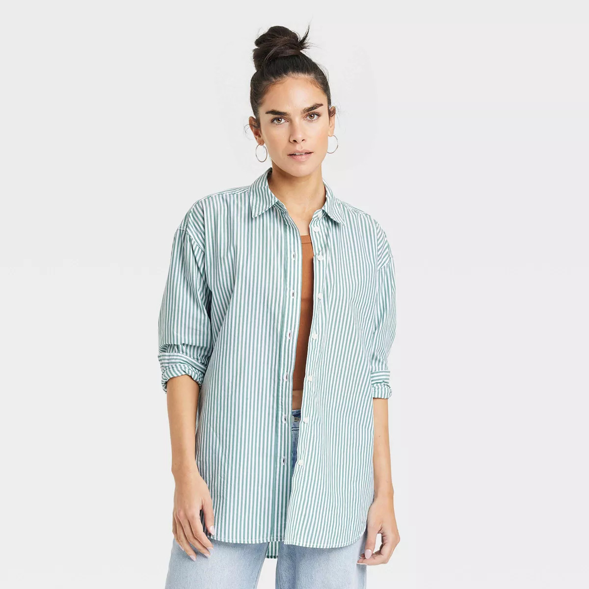 Women's Oversized Long Sleeve Collared Button-Down Shirt - Universal Thread™ | Target