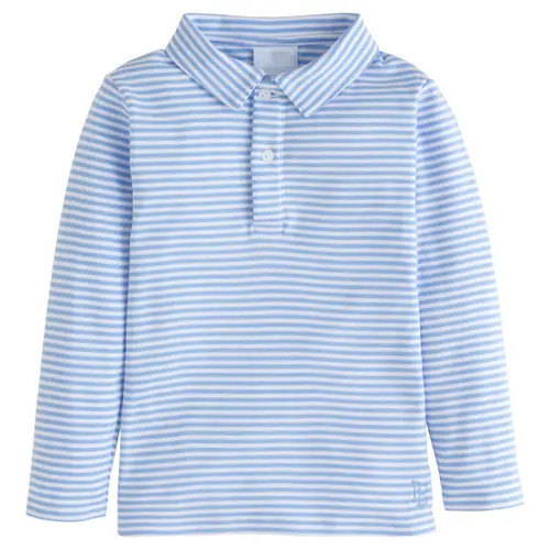 Little English Kids' Striped Long Sleeve Polo in Light Blue Stripe at Nordstrom, Size 4T | Nordstrom