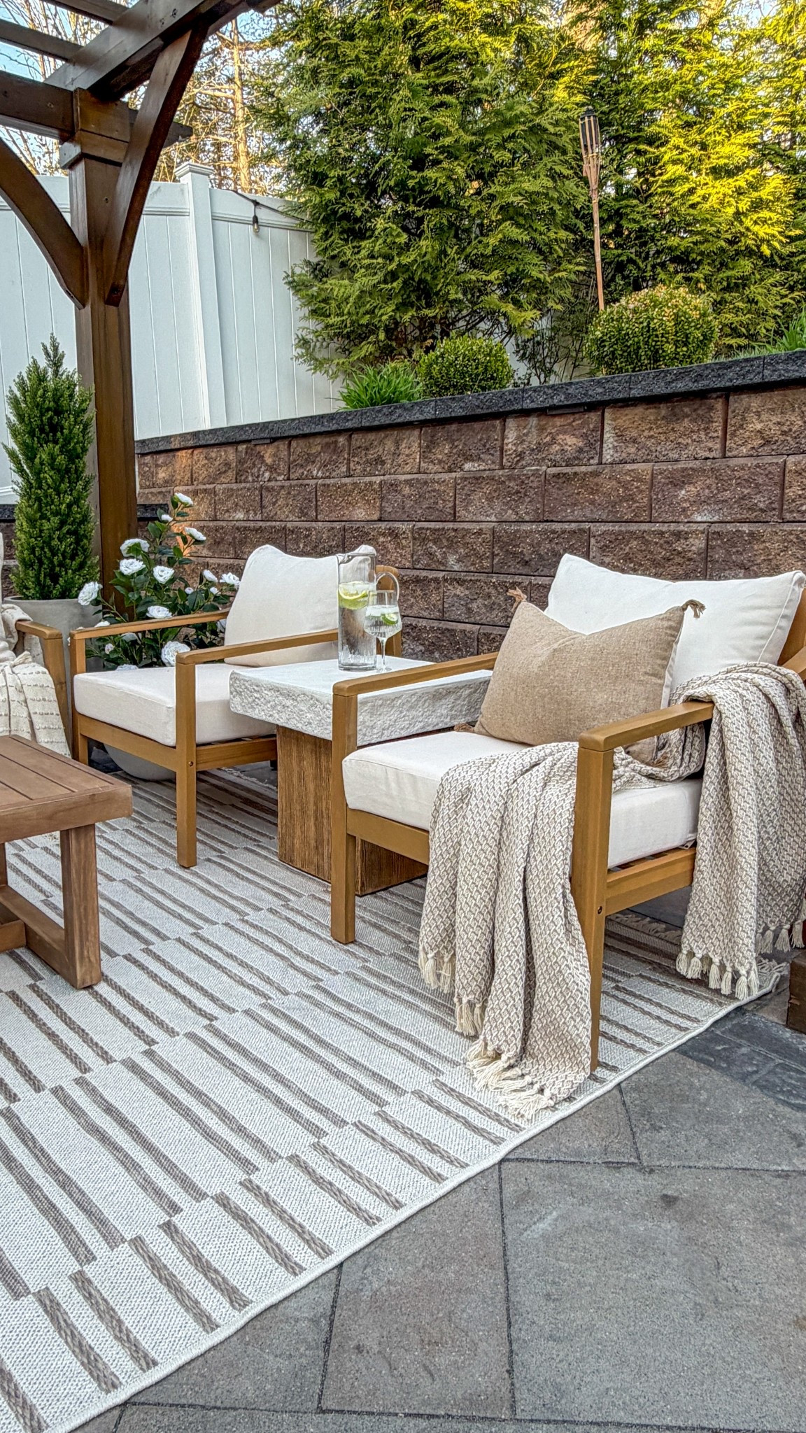 #ad This whole setup came together even better than I imagined. 🤎

These @Wayfair accent chairs are even more beautiful in person… the neutral acacia wood tone is so warm and timeless, and they instantly gave the space that elevated, designer feel.

I still can’t believe it’s under $350 for the set of 2. 😍

#wayfair #WayfairPartner #outdoor #wishyouwerehere