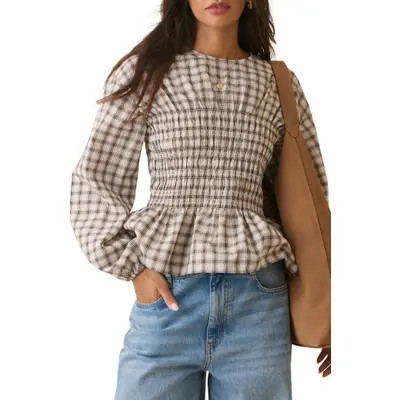 Nobody's Child Charlize Peplum Top in Cream at Nordstrom, Size 8 | Nordstrom