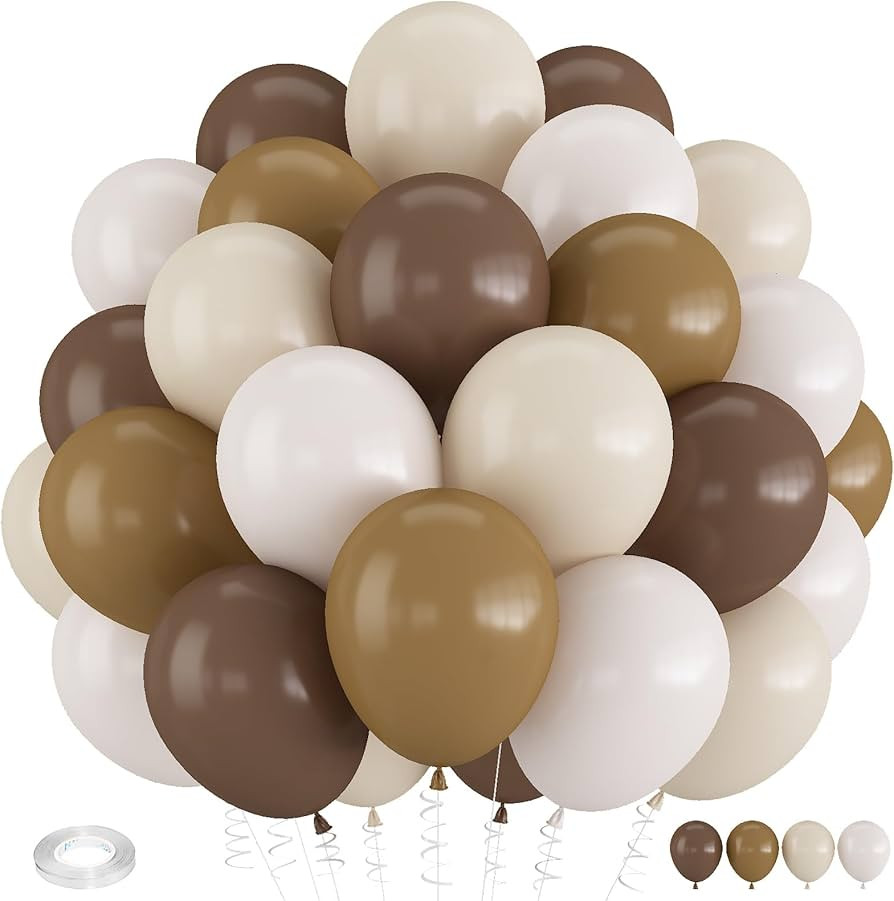Brown Balloons, 12 Inch Coffee Brown Tan Cream Sand White Balloons for Neutral Bear Baby Shower B... | Amazon (US)