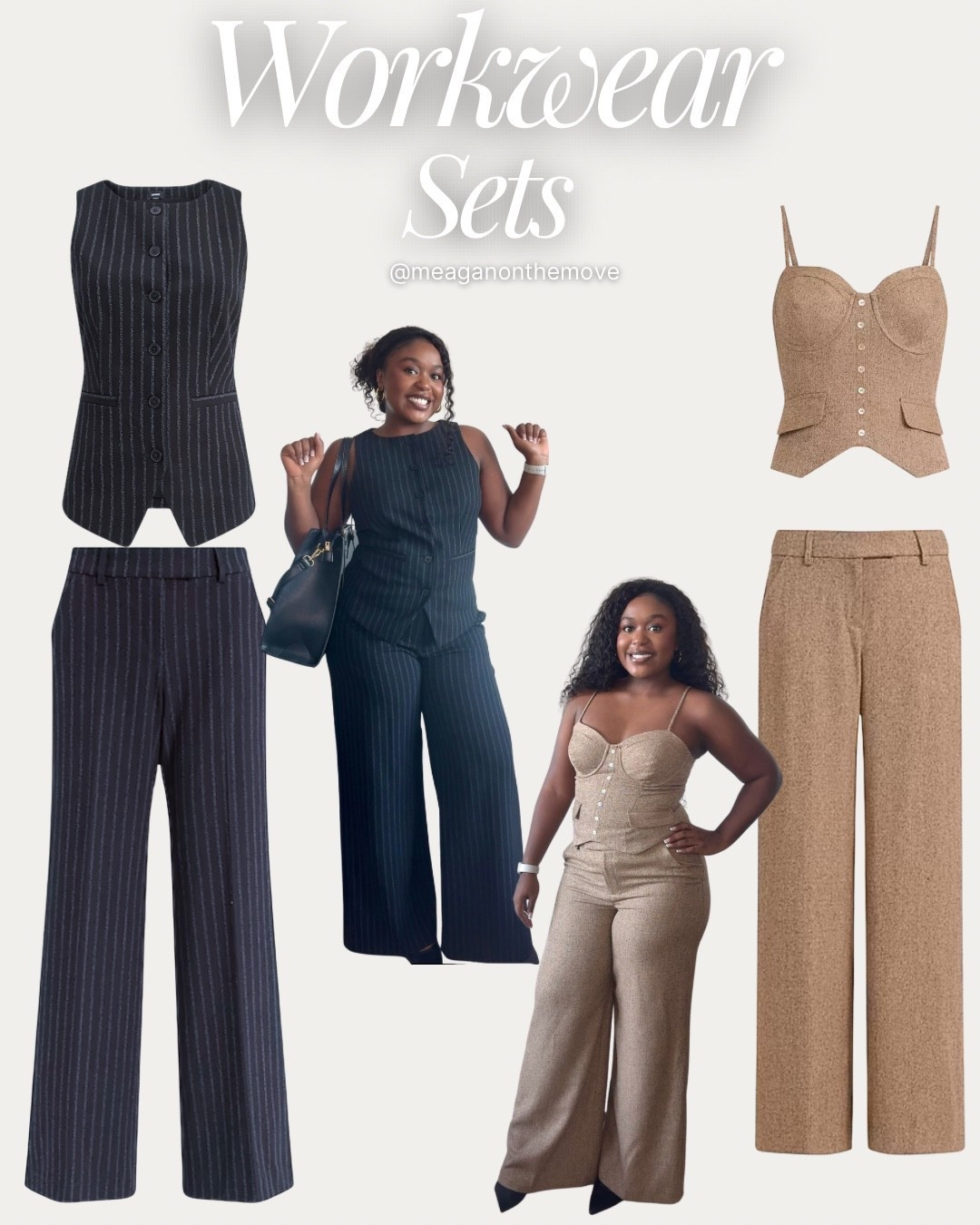 Workwear sets for Fall from Express. 

Black Set: Size 10 in pants and M in top
Brown set: Size 10 in pants and 8 in top 

#LTKMidsize #LTKFindsUnder100 #LTKWorkwear