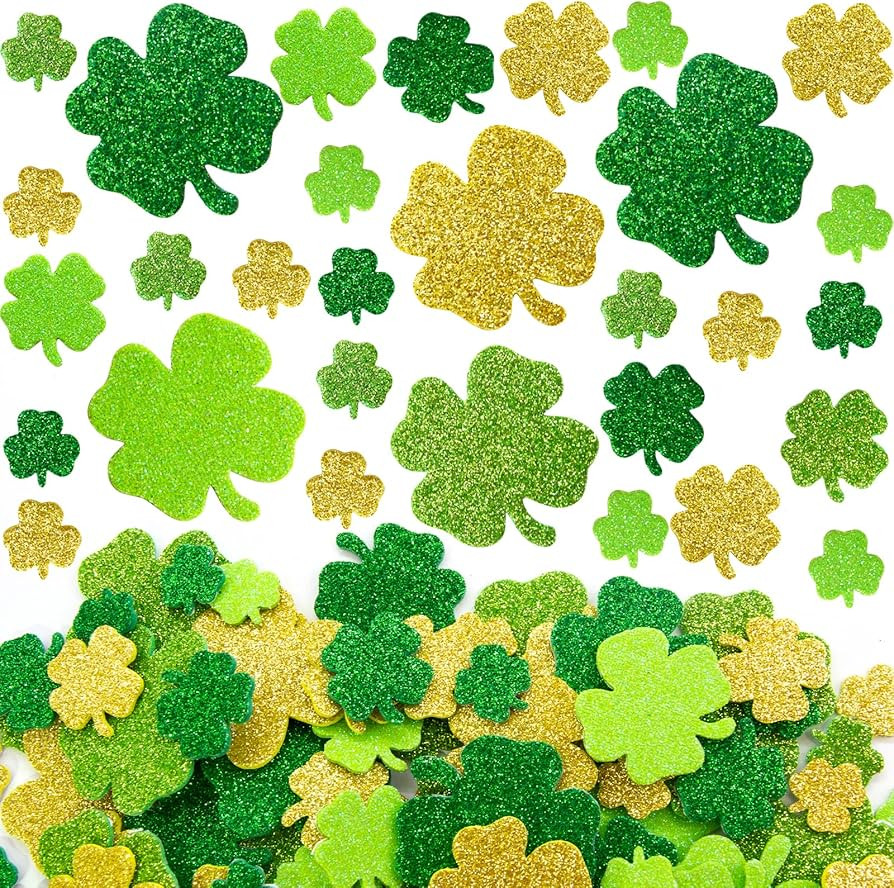 Fancy Land St. Patrick's Day Foam Stickers 650 Pcs Glitter Shamrock Stickers for Kids Foam Shamro... | Amazon (US)