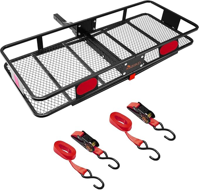 KING BIRD Folding Hitch Mount Cargo Carrier 60x24x6 inch with Ratchet Straps Fits to 2'' Receiver... | Amazon (US)