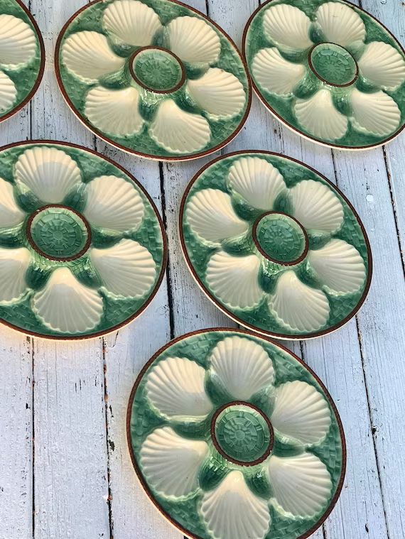 6 Plates Vintage French Oyster Plates by Longchamp | Etsy | Etsy (US)