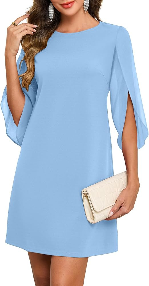 Amazon.com: oten Women's Summer Chiffon Short Dress Flutter Sleeve Elegant Formal Gown Prom Club ... | Amazon (US)