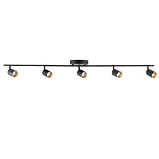 7-Watt 5-Bulb 2450 Lumens Black LED Track Lighting Kit with Fixed Rail Ceiling Light with Rotatin... | The Home Depot