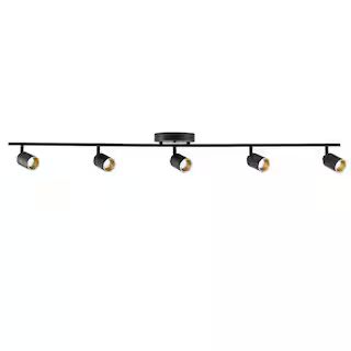 7-Watt 5-Bulb 2450 Lumens Black LED Track Lighting Kit with Fixed Rail Ceiling Light with Rotatin... | The Home Depot