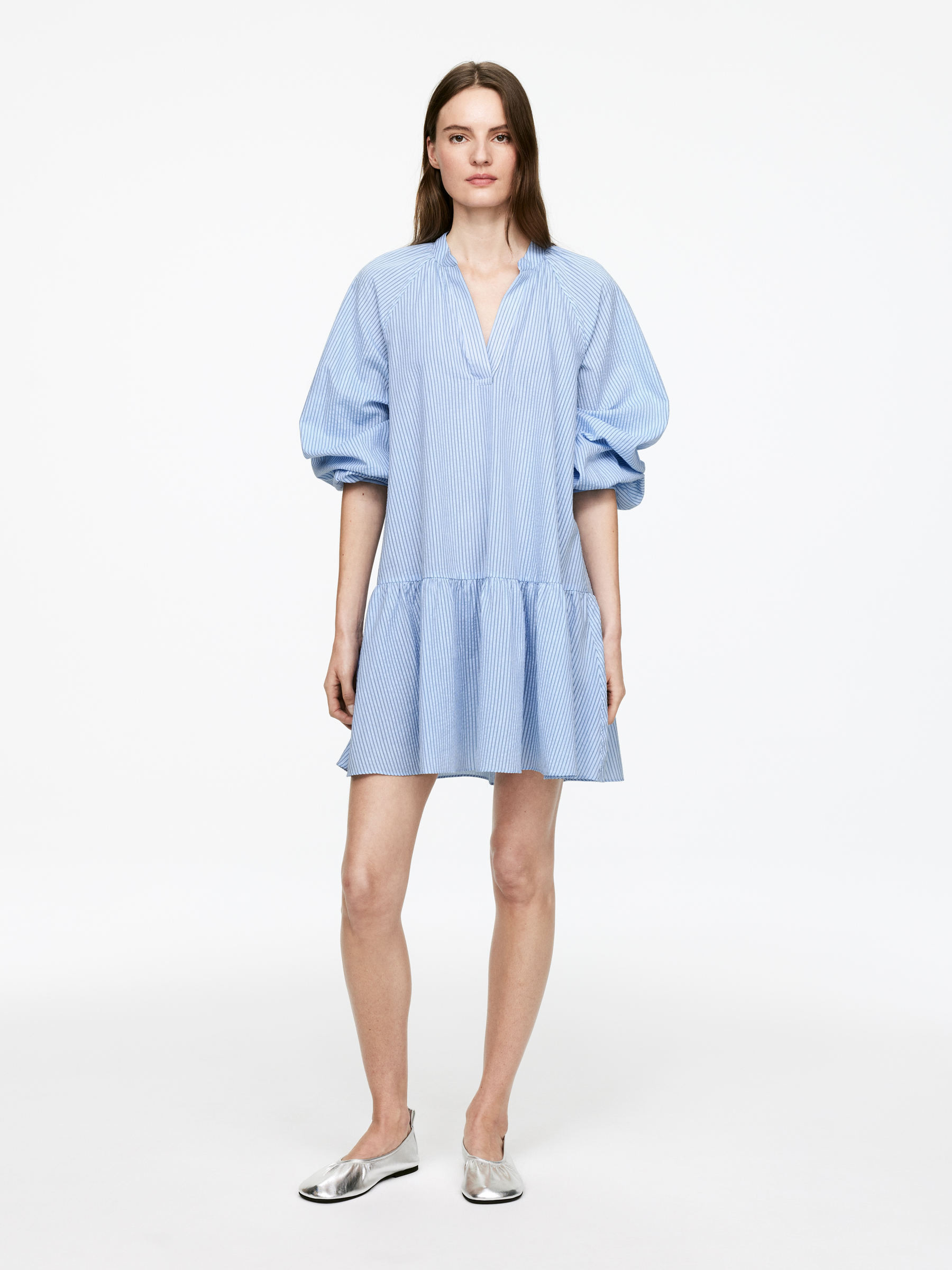 Linen-Cotton Dress – Light Blue/Stripe – Women – ARKET GB | Arket UK
