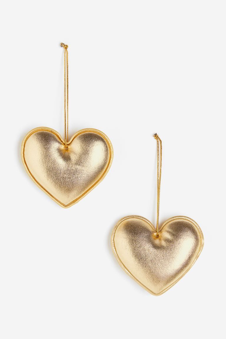 2-pack linen-blend Christmas Ornaments - Gold-colored - Home All | H&M US | H&M (US + CA)