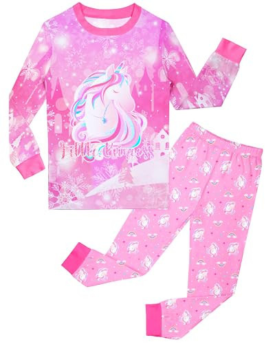 Girls Pajamas Toddler Kids Long Sleeve 2 Piece Pjs Set Unicorn Jammies Sleepwear Size 9-10 | Amazon (US)