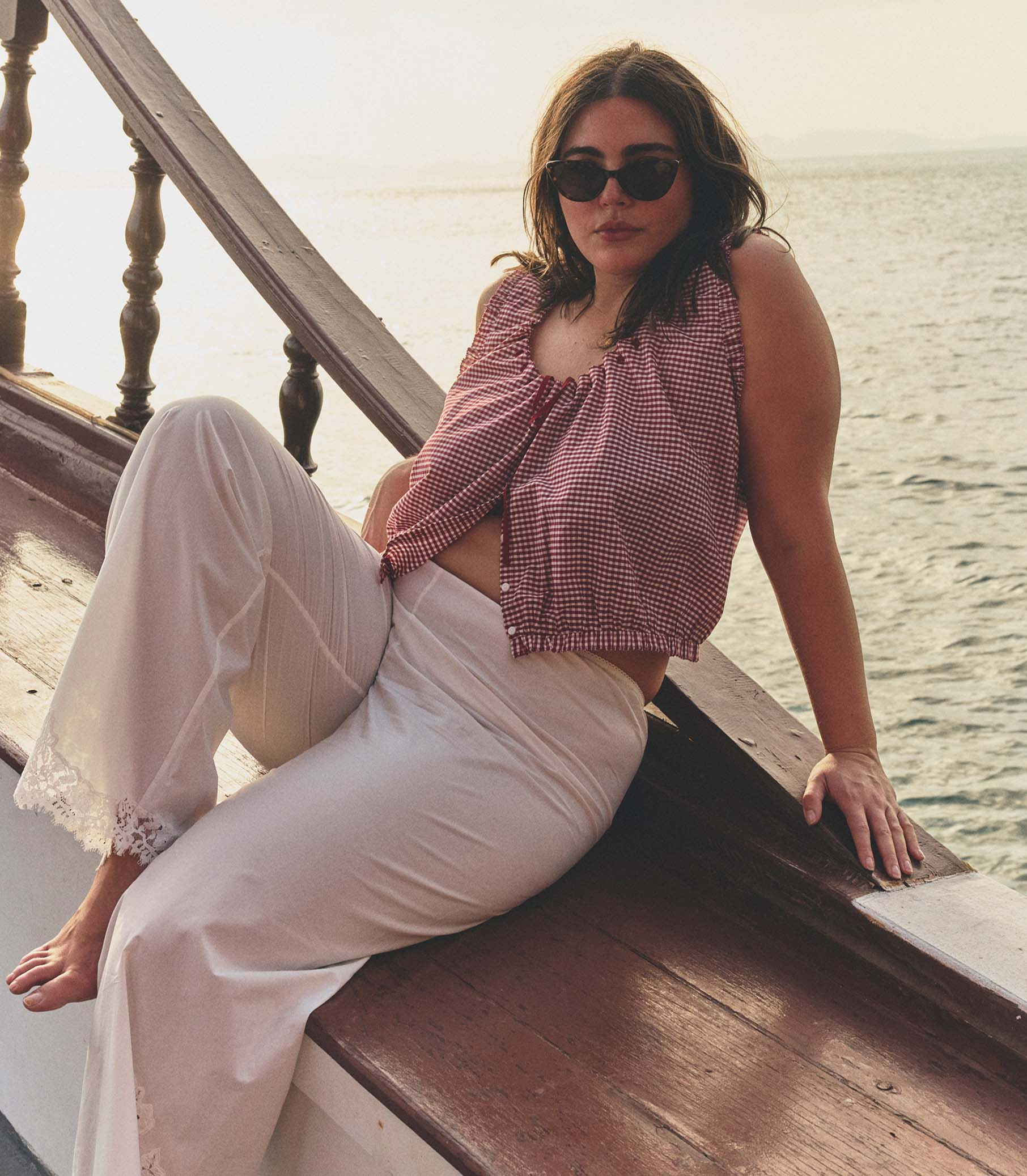 Traveler Top - Mulberry La Maddalena Gingham | DÔEN | DOEN
