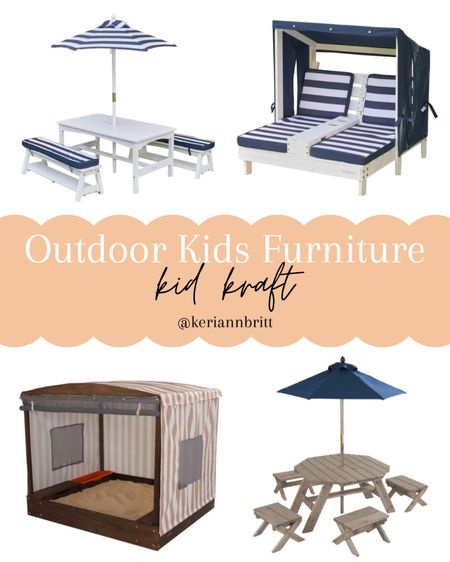 Outdoor Kids Furniture by Kid Kraft

Picnic table / cabana / kids sand box / covered sandbox 

#LTKfamily #LTKkids