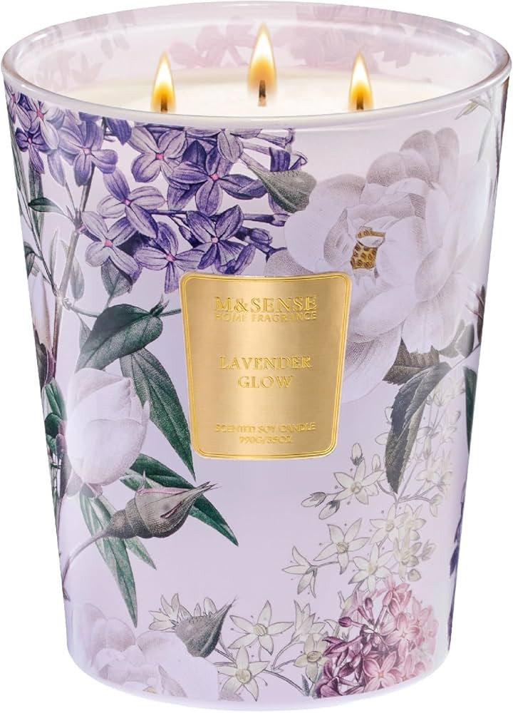 Amazon.com: M&SENSE Extra Large Lavender Soy Candles for Home Scented 35oz 150 Hour Long Lasting ... | Amazon (US)
