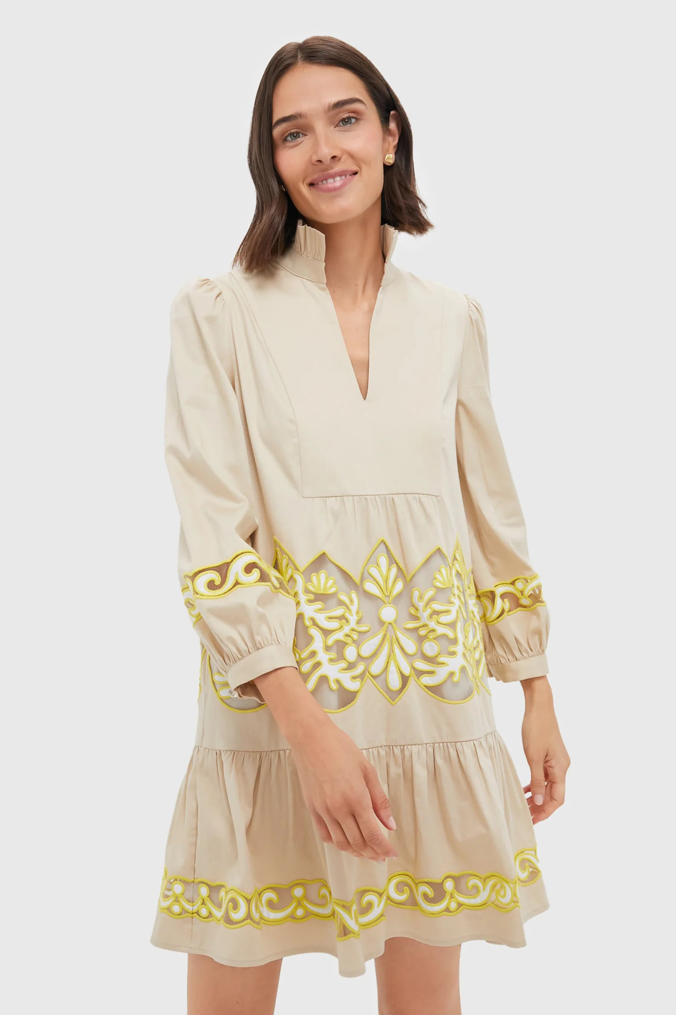 Tan and Citron Embroidered Palmerston Dress | Tuckernuck (US)