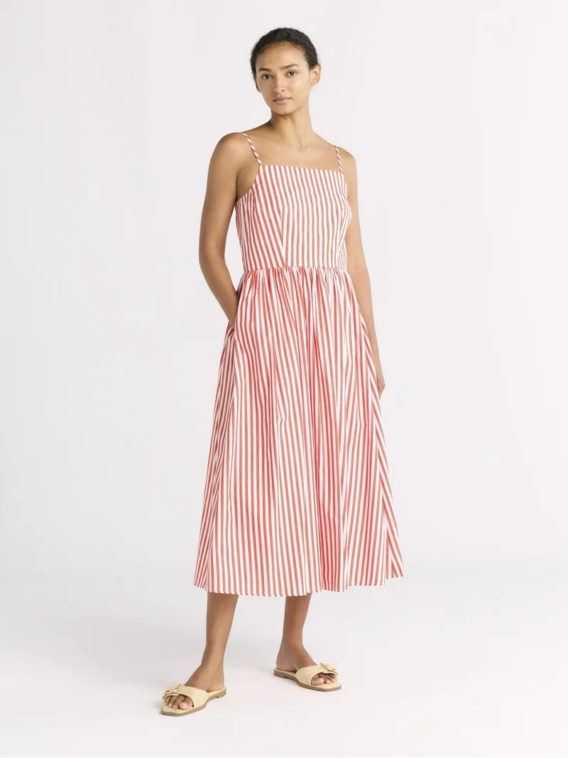 Free Assembly Women's Sleeveless Square Neck Midi Dress, Sizes XS-XXL | Walmart (US)