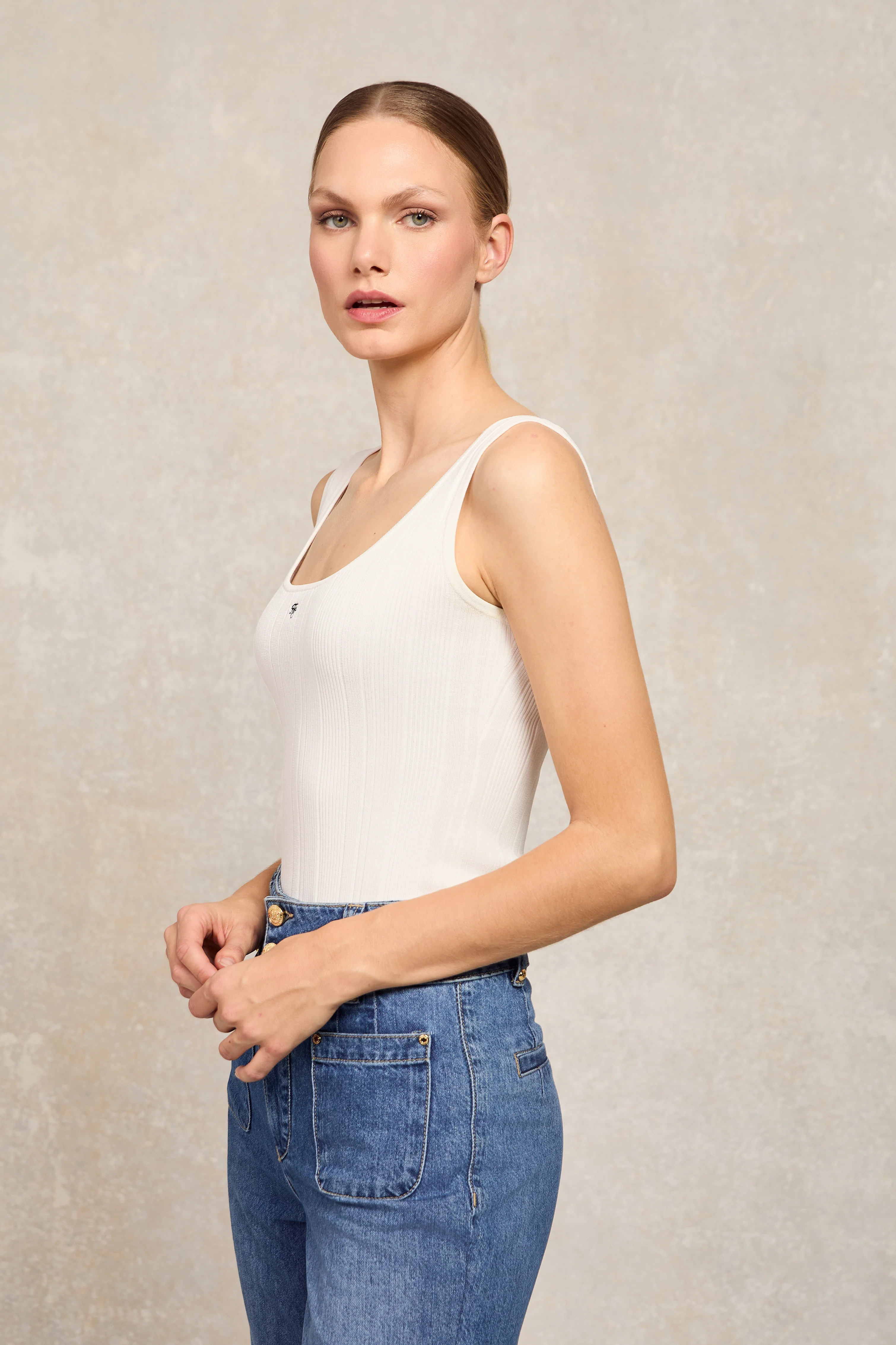 Ruby Knitted Vest (Natural) | Holland Cooper