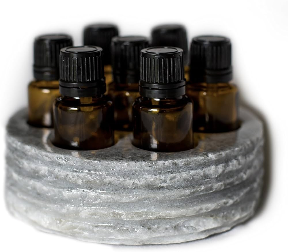 Chiseled Round Essential Oil Holder Case - 100% Hand Carved Onyx Stone - 7 Slots for 15ml Bottles... | Amazon (US)