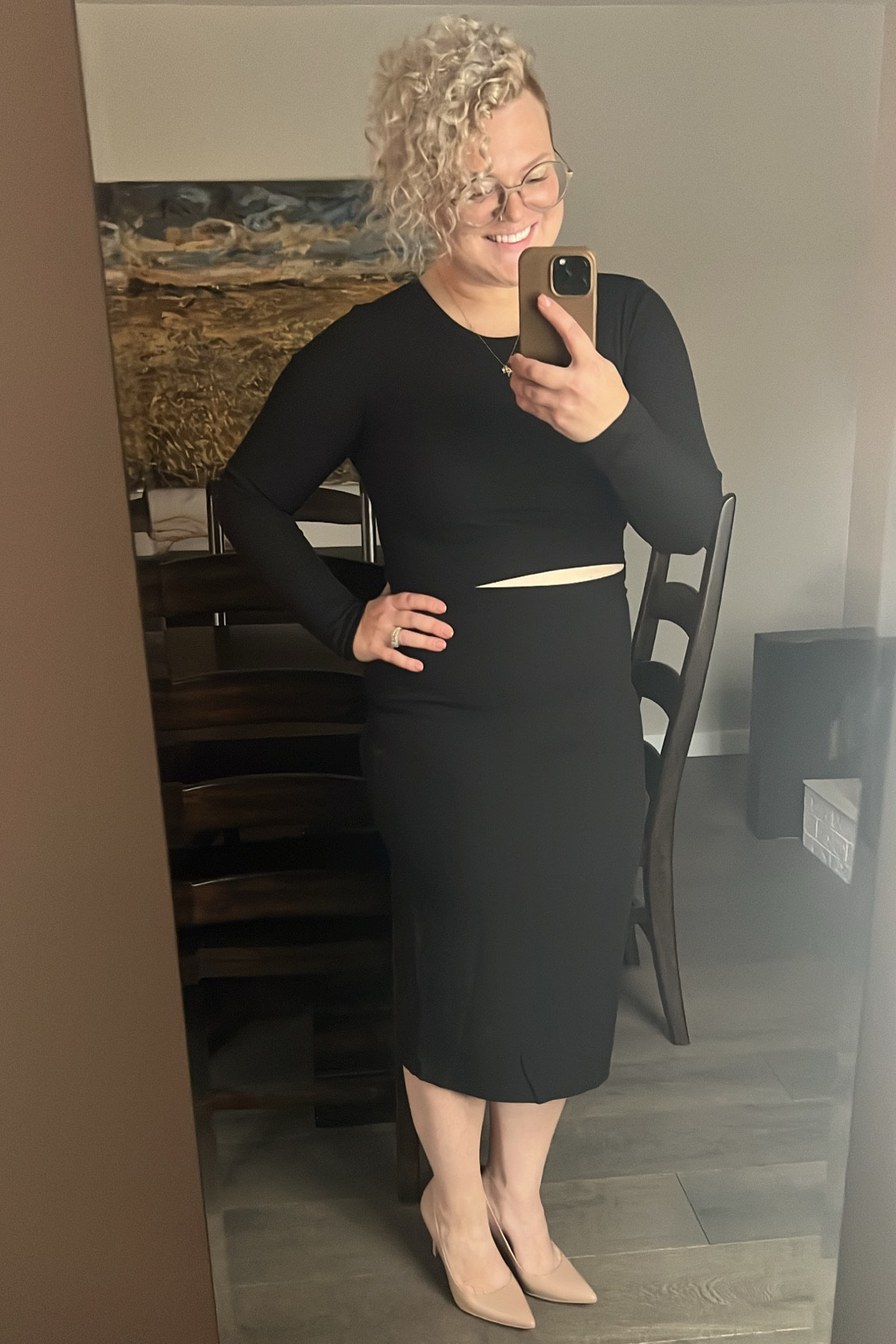 Holiday party season is amount us and I’ve got some CUTE options that you can dress up or down. I’m wearing a medium in the ribbed black dress. It does have a cutout in the middle but connects at the sides, and is solid in the back. Material is nice and thick  
Shoes are Naturalizer in a size 7. SUPER comfortable and minimalistic, but can go with anything!

#LTKSeasonal #LTKHoliday #LTKmidsize