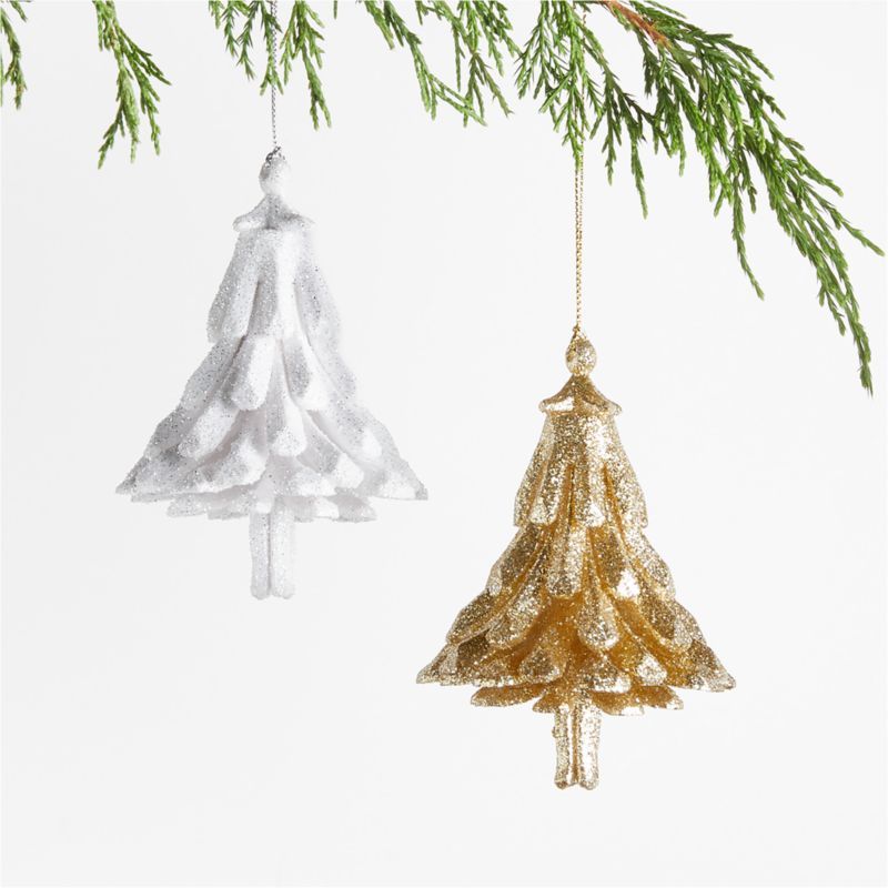 Glitter Tree Christmas Ornaments | Crate and Barrel | Crate & Barrel