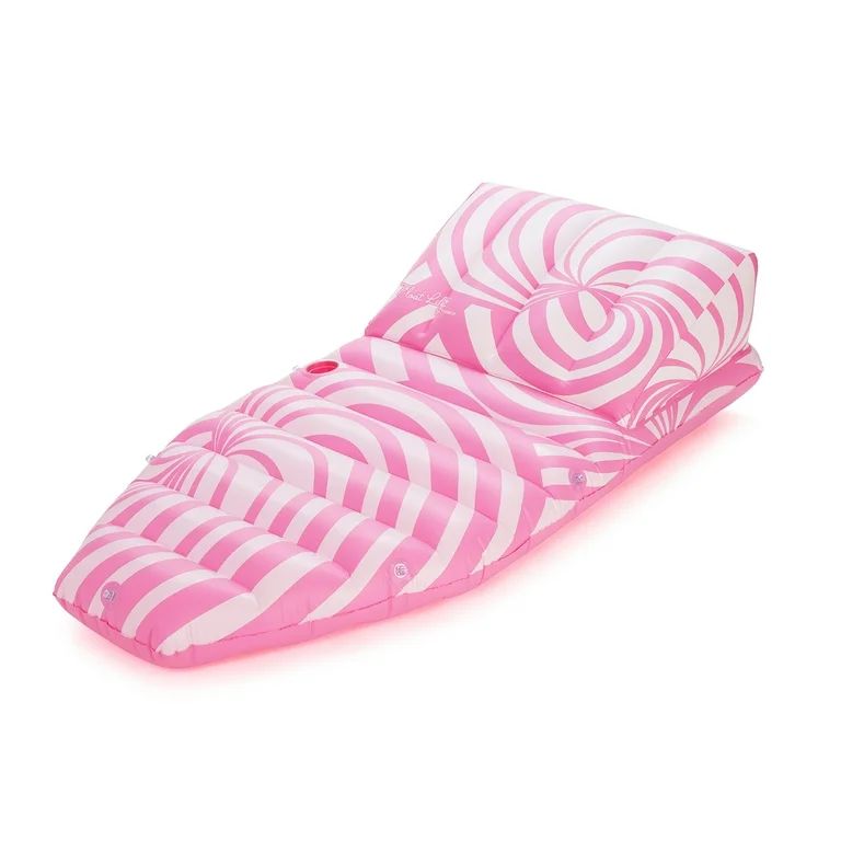 Float Life by Funboy Inflatable Lounger Pool Float, Pink Twist, Oversized 65'', Ergonomic Backres... | Walmart (US)