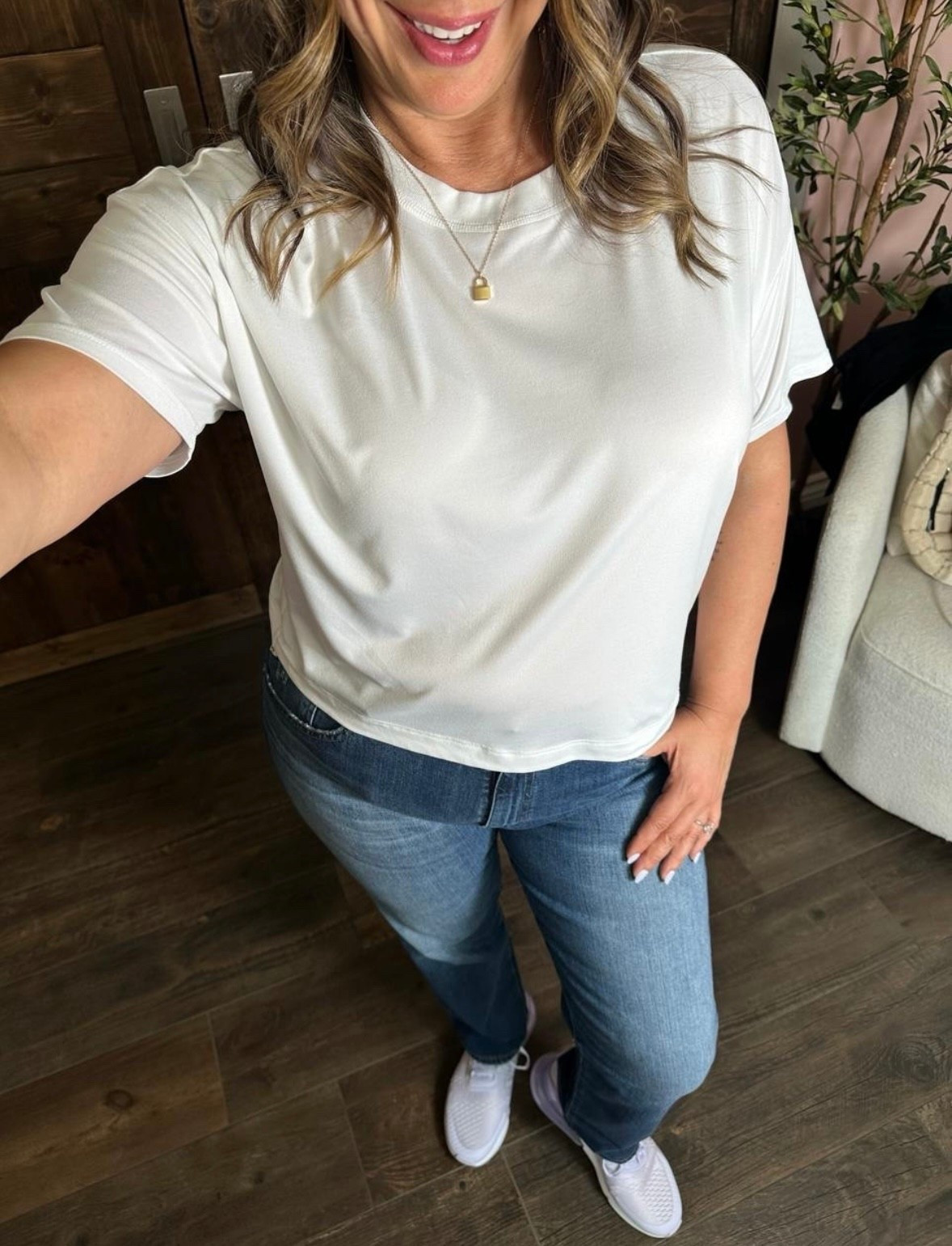 I love a casual look that never goes out of style and a good tee and jeans combo with sneakers is exactly that! This top is seriously my most worn tee, the cut is so comfortable and flattering. I love it paired with a spring cardigan to add some color to a basic outfit! 
Affordable basics, jeans and tee, bestselling basic 

#LTKOver40 #LTKMidsize #LTKSeasonal