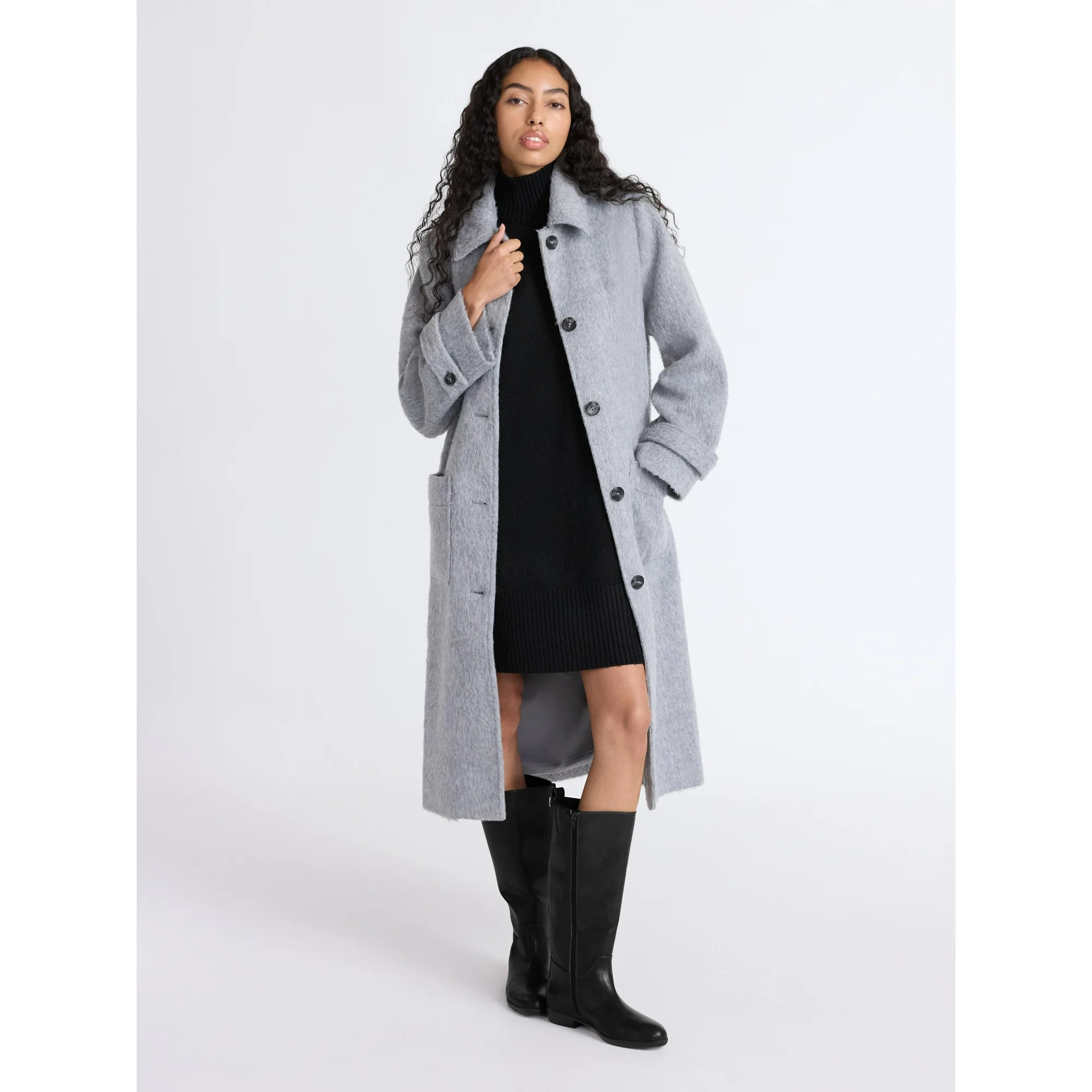 Free Assembly Women's and Women's Plus Long Wool Blend Coat, Sizes XS-4X | Walmart (US)