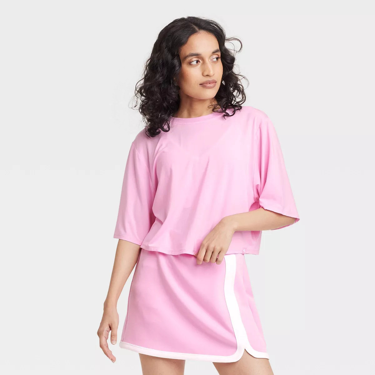 Women's Boxy Cropped Short Sleeve Top - JoyLab™ Light Pink M | Target