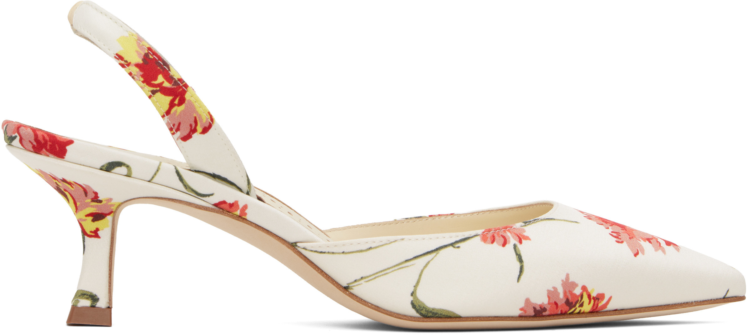 Manolo Blahnik White & Pink Carolyne Heels | SSENSE